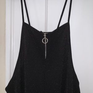 Sparkling black spaghetti strap jumpsuit, size M